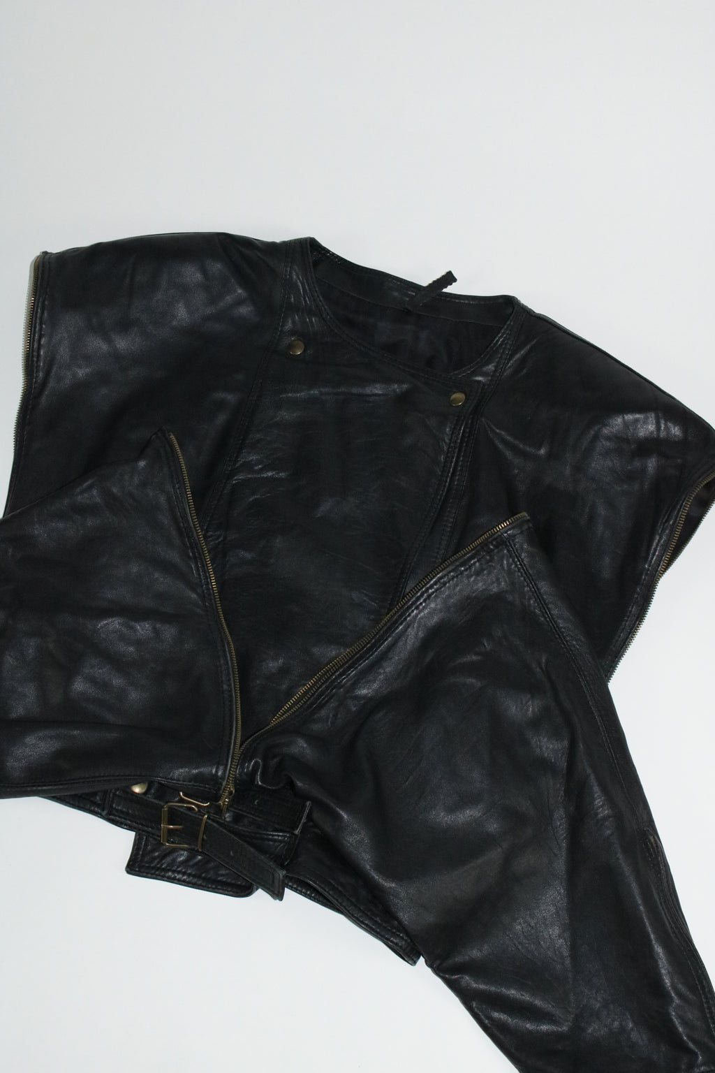 00s 2way belted design leather blouson