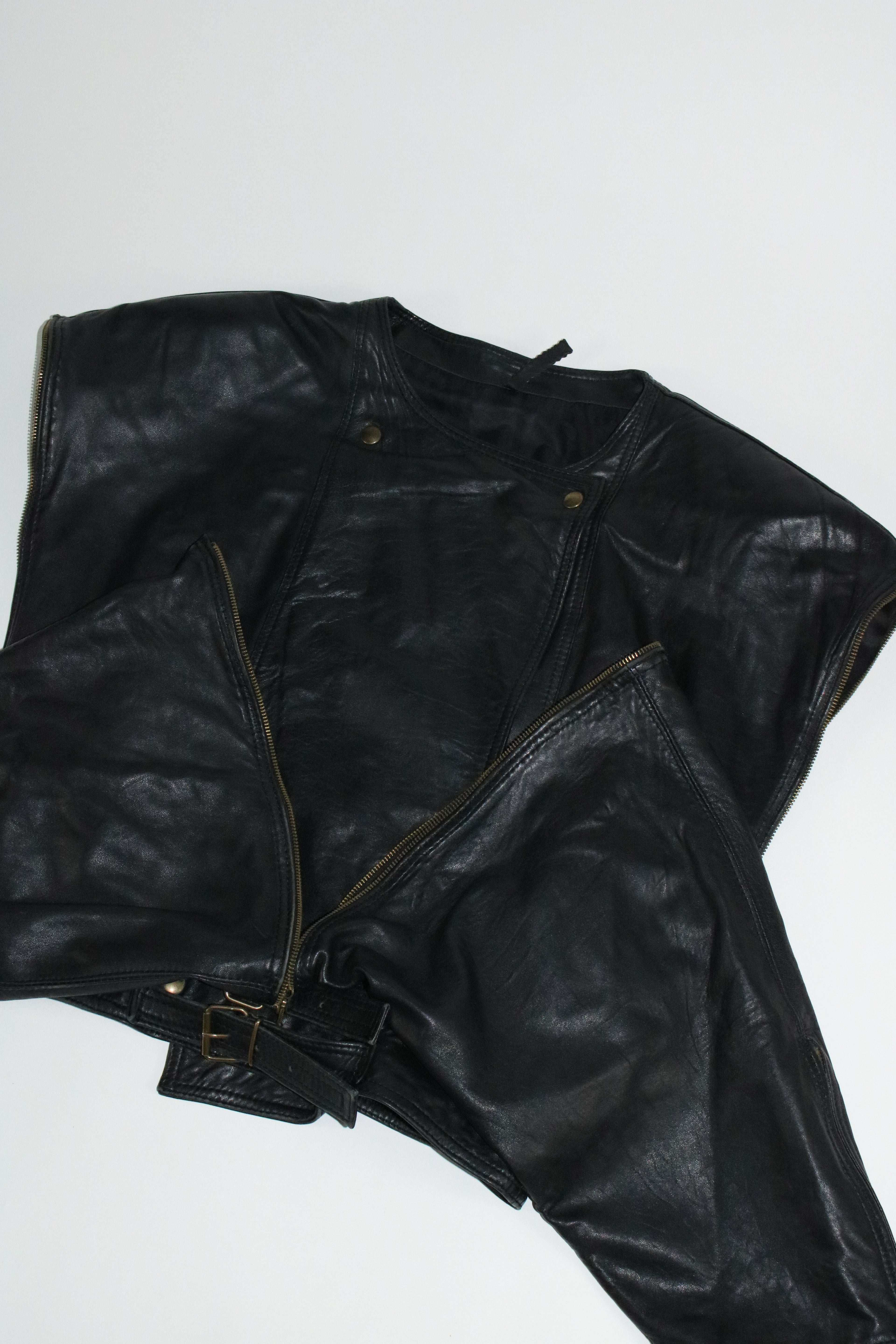 00s 2way belted design leather blouson