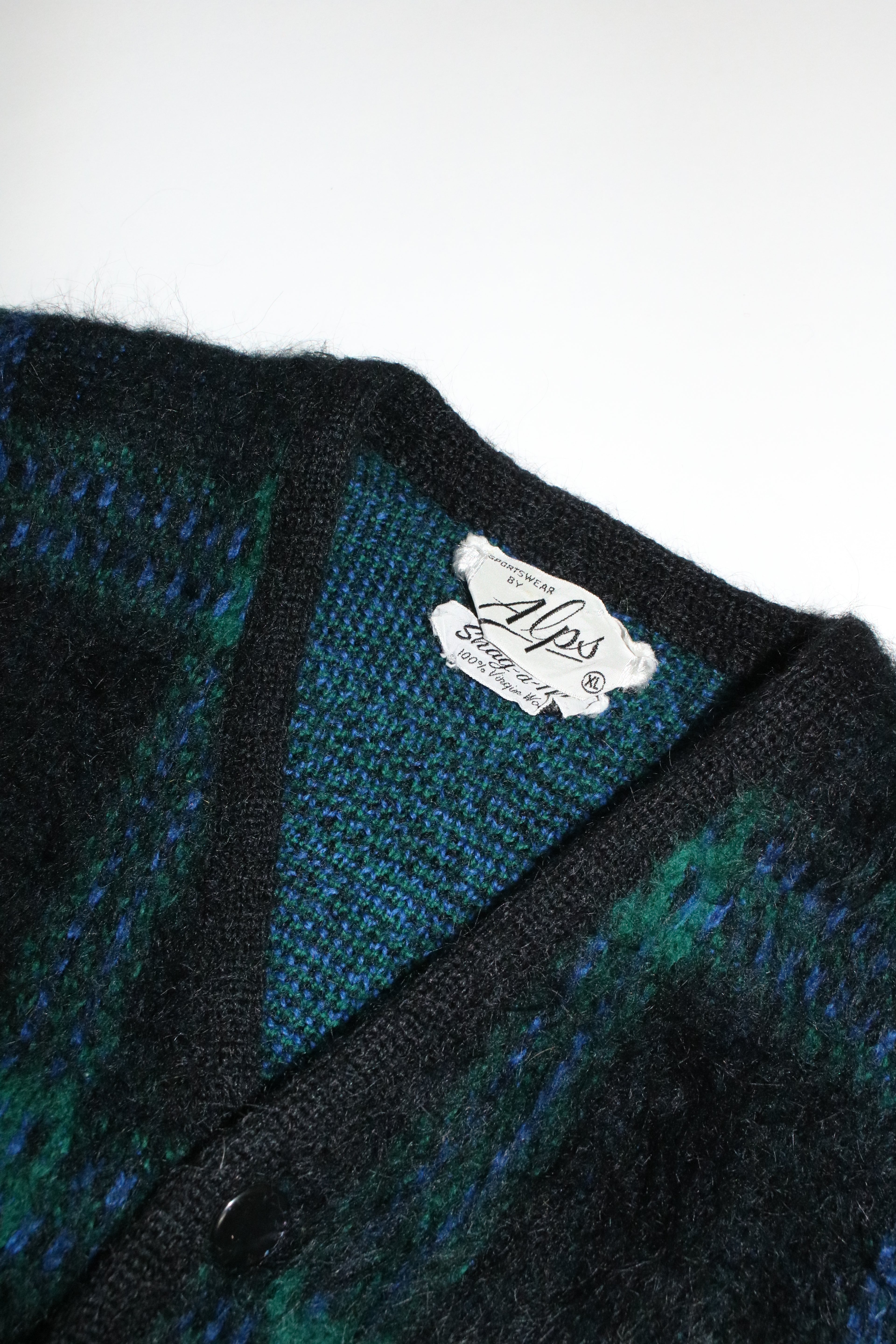 60s ARPS check pattern mohair cardigan
