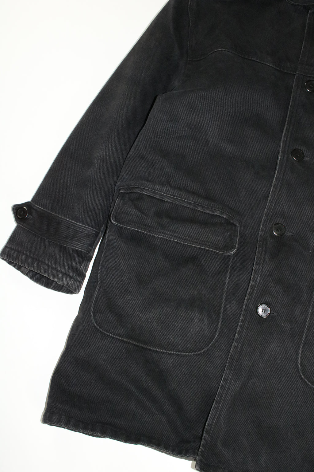 00s MOSCHINO black military sampling hooded half coat