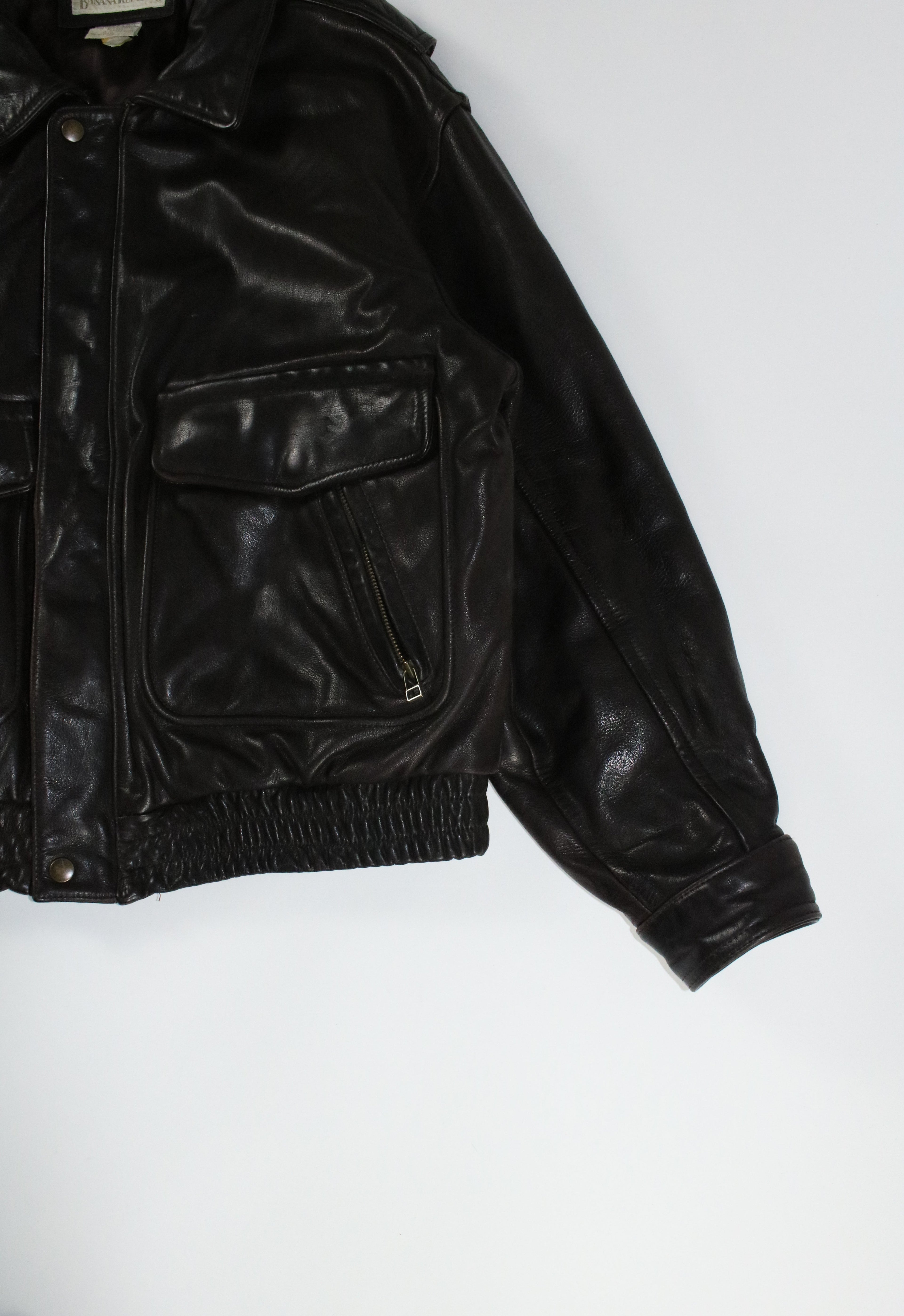 80s BANANA REPUBLIC A-2 type brown leather jacket