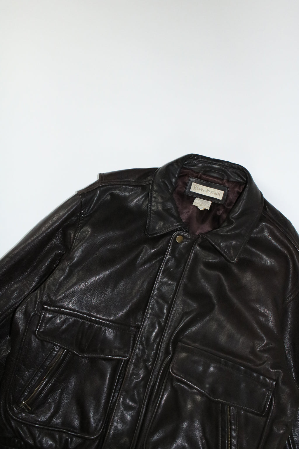 80s BANANA REPUBLIC A-2 type brown leather jacket