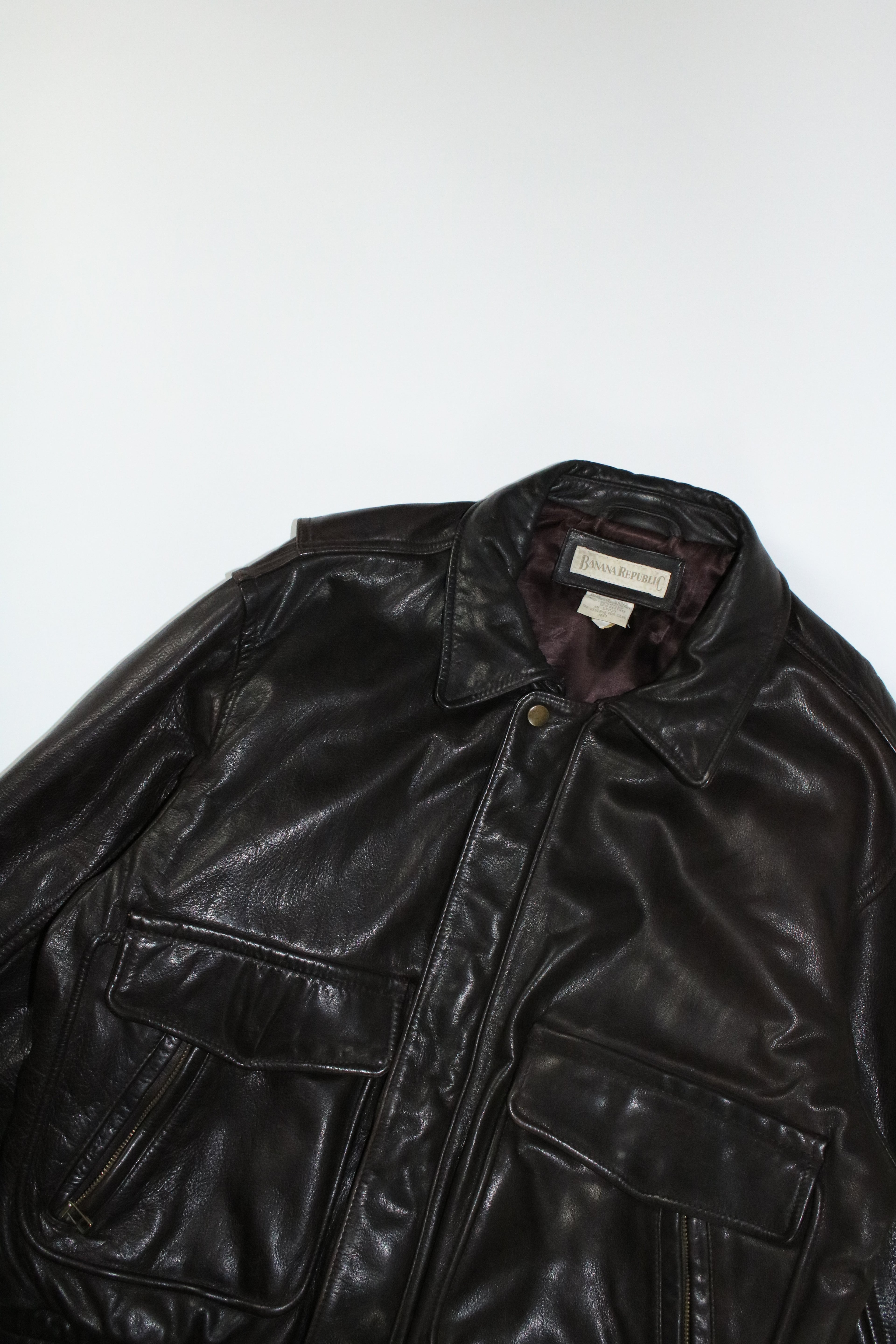 80s BANANA REPUBLIC A-2 type brown leather jacket