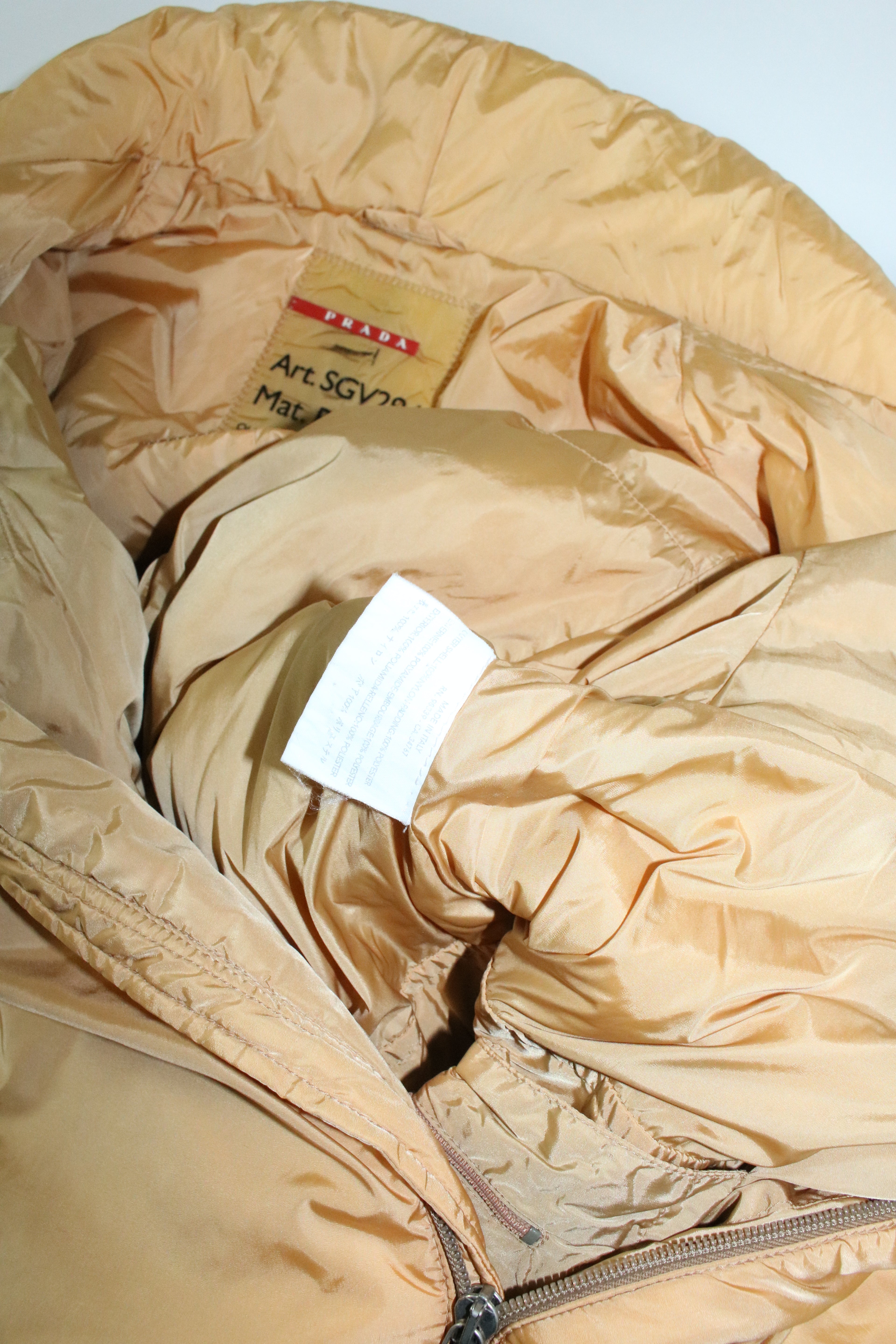 90s PRADA yellow nylon padded half coat