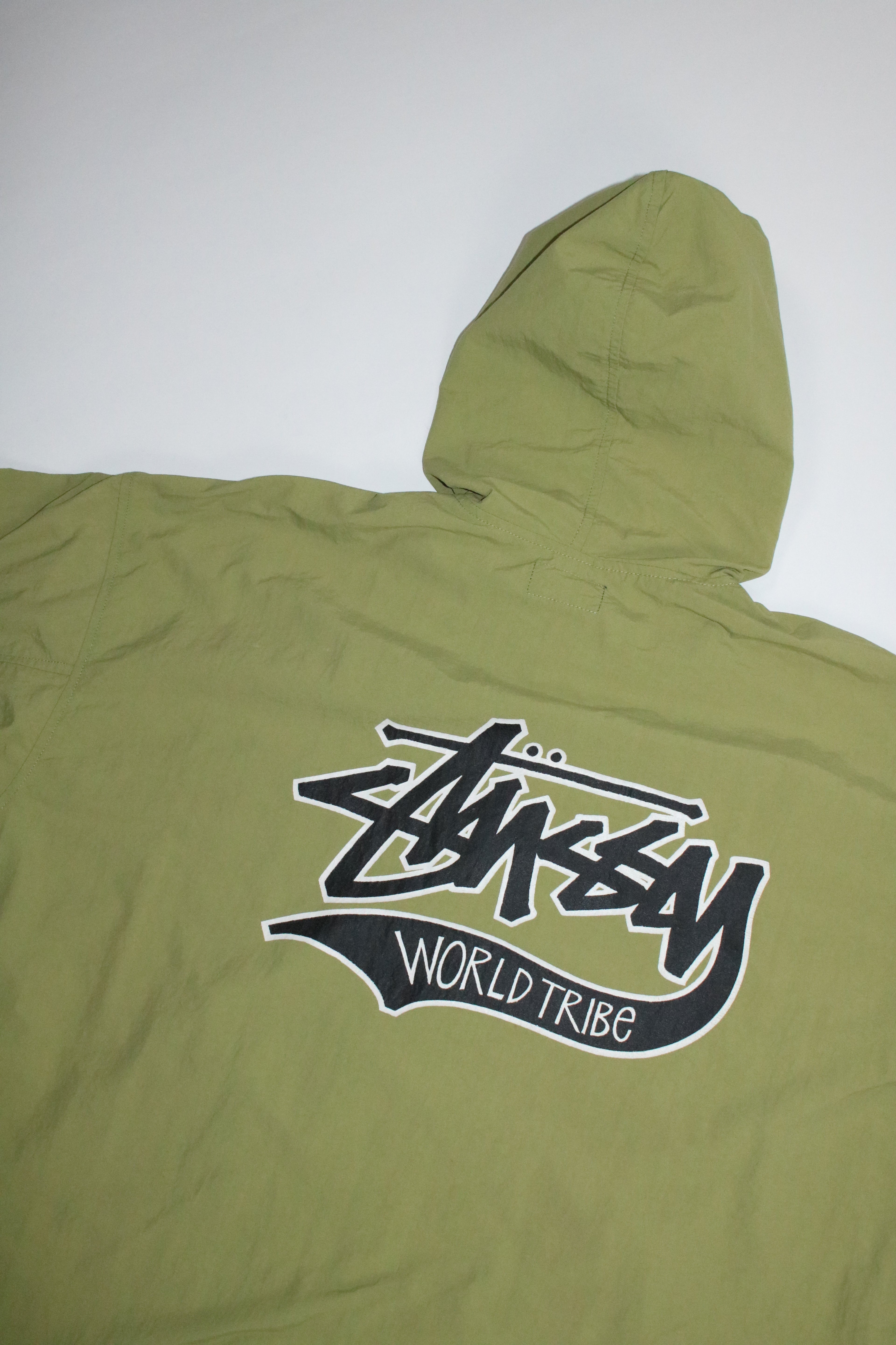 80s STUSSY "WORLD TRIBE" hooded coach jacket