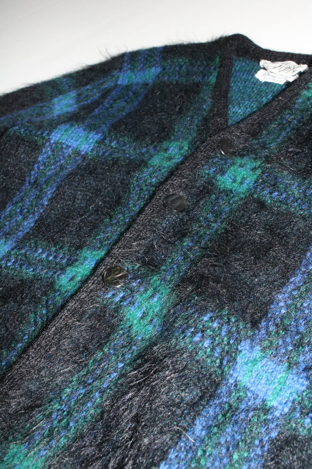 60s ARPS check pattern mohair cardigan