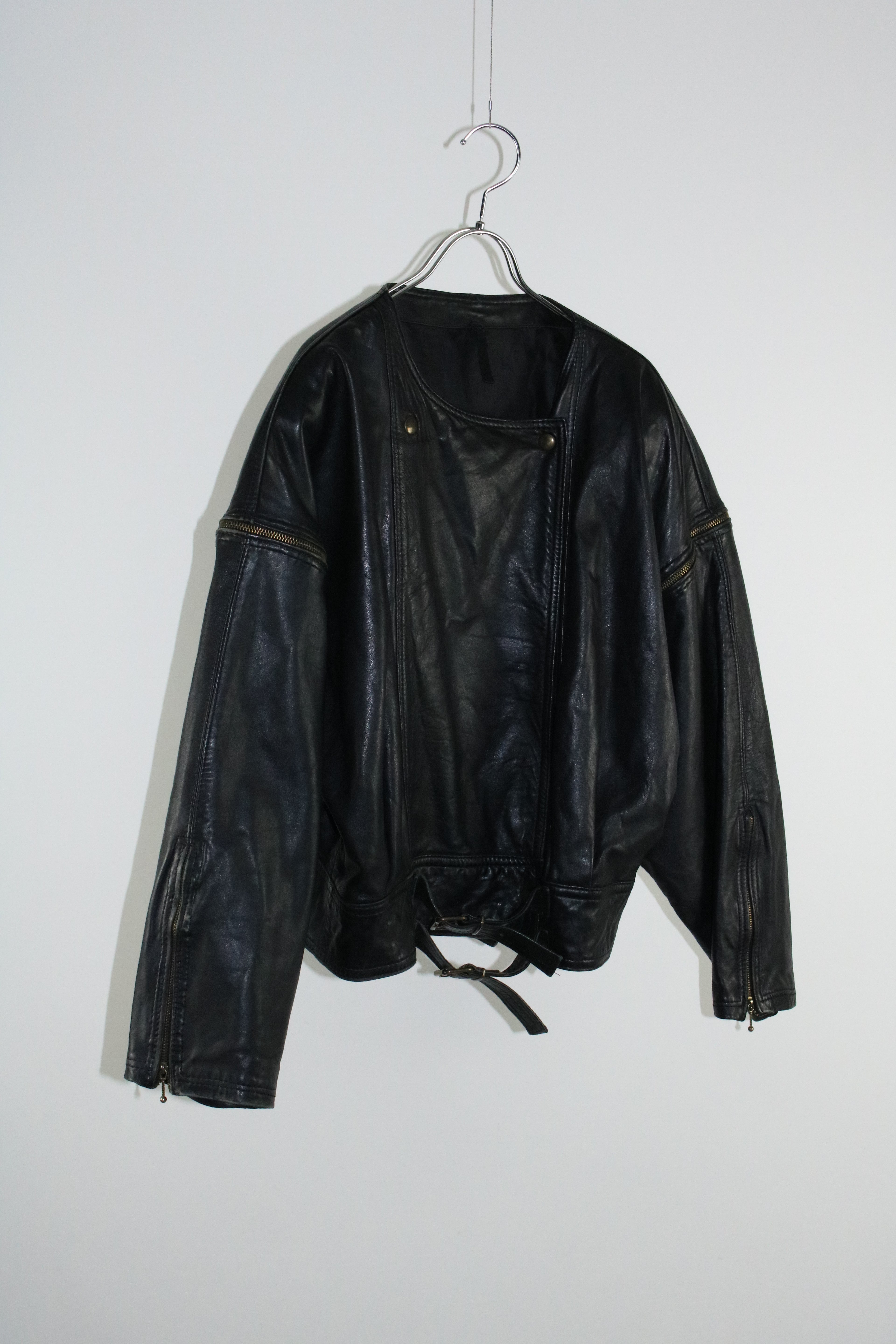 00s 2way belted design leather blouson