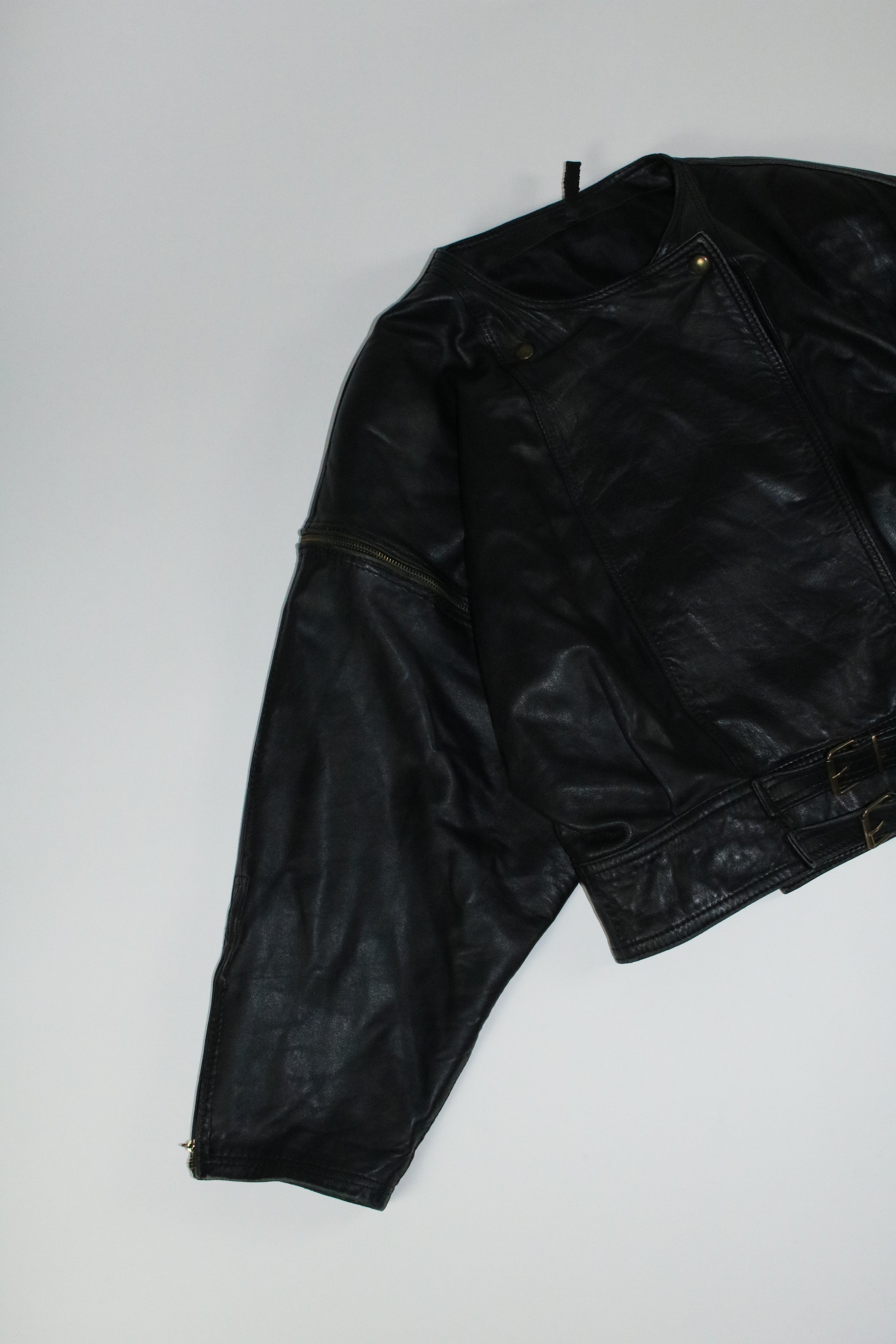 00s 2way belted design leather blouson