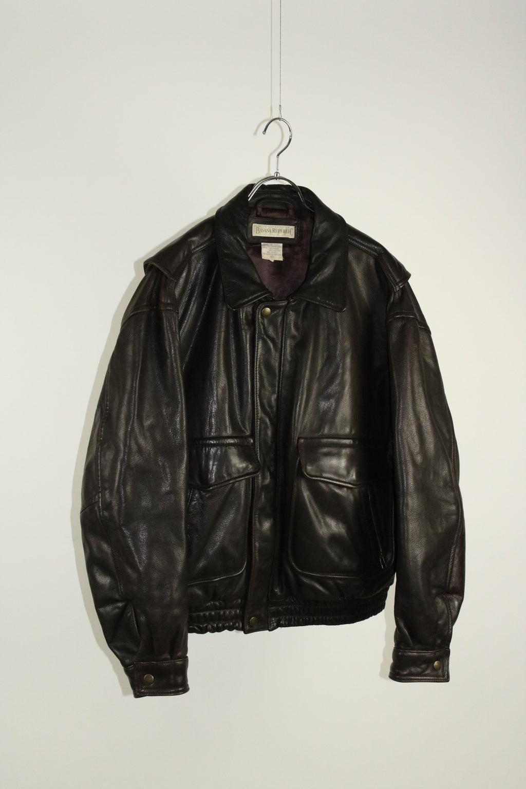 80s BANANA REPUBLIC A-2 type brown leather jacket