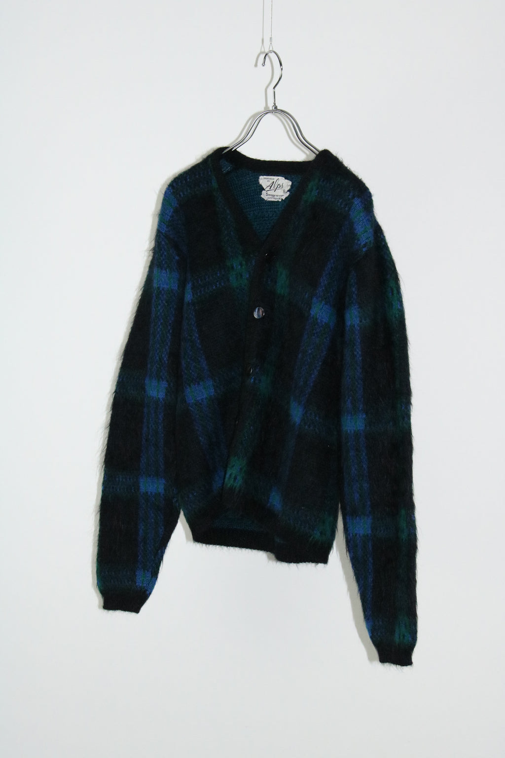 60s ARPS check pattern mohair cardigan