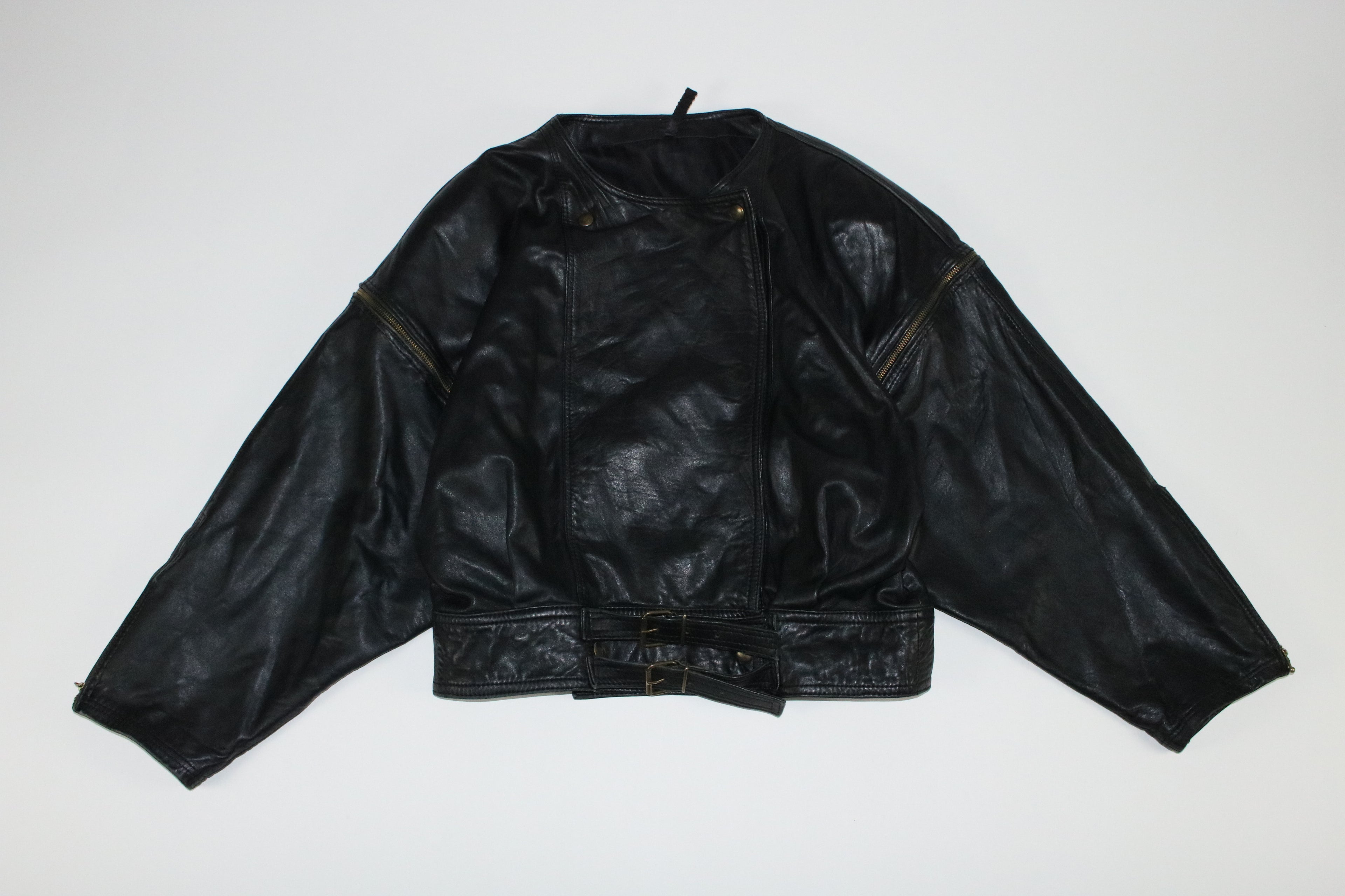 00s 2way belted design leather blouson
