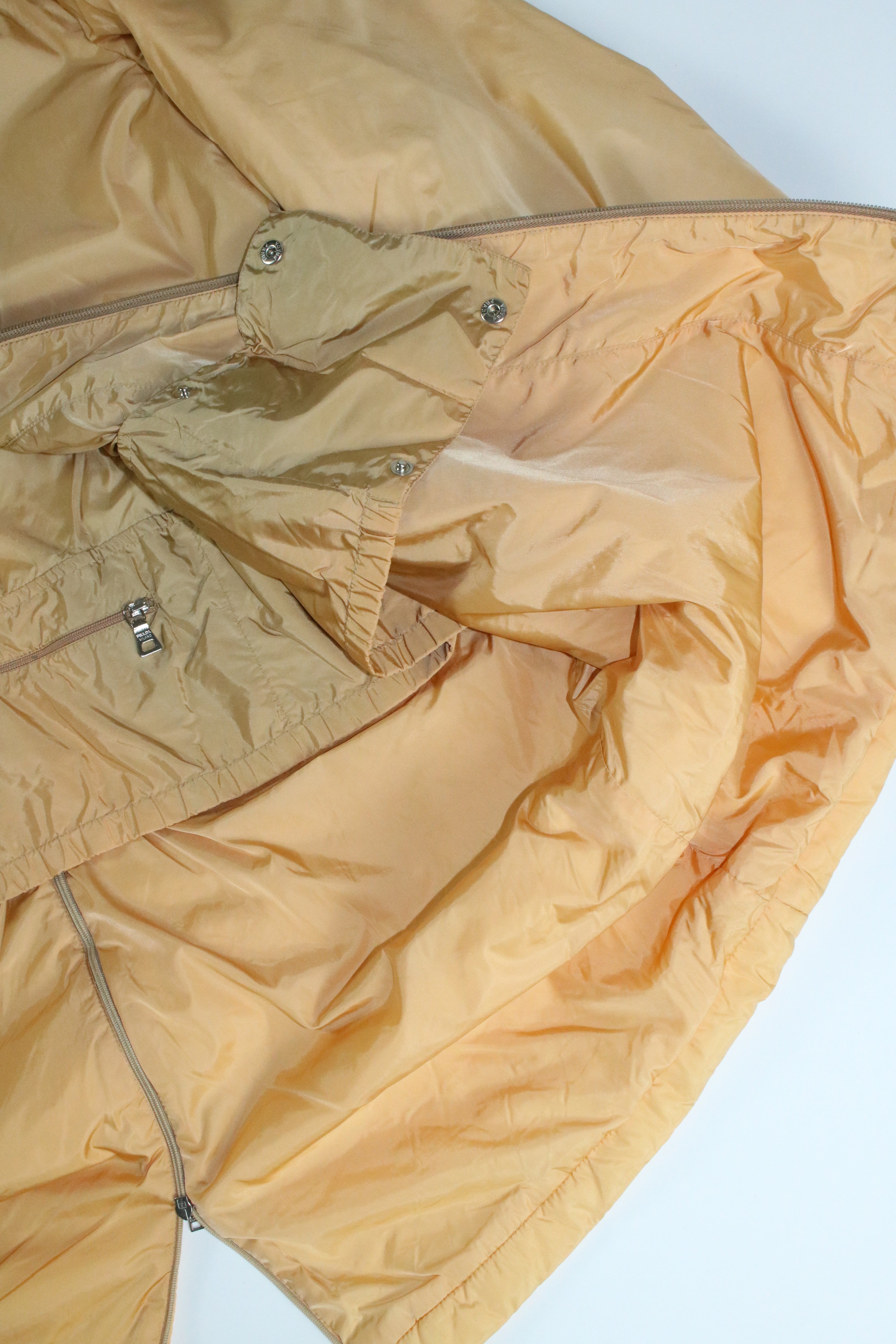 90s PRADA yellow nylon padded half coat