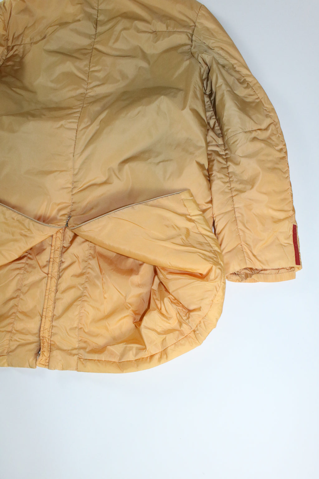 90s PRADA yellow nylon padded half coat
