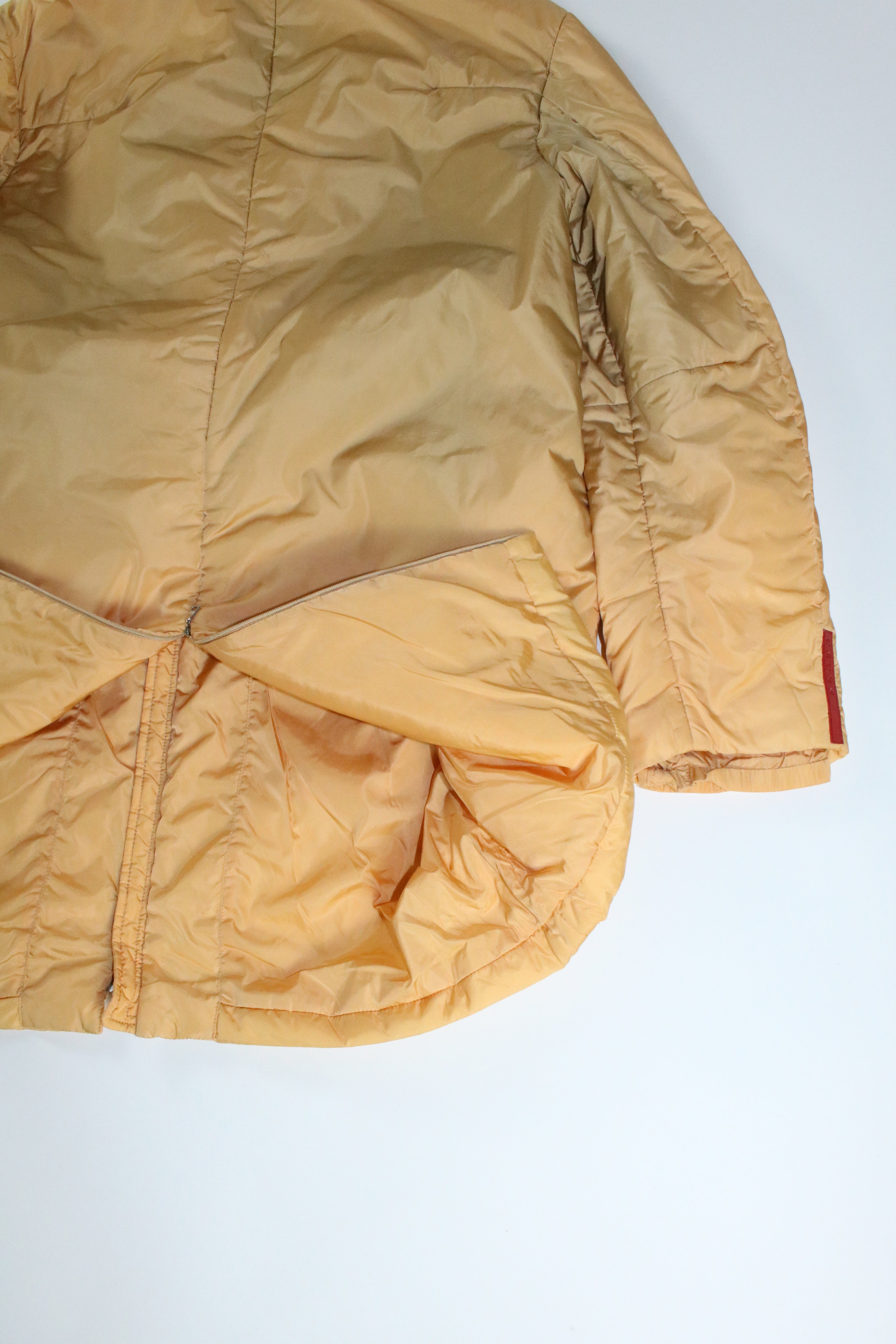 90s PRADA yellow nylon padded half coat