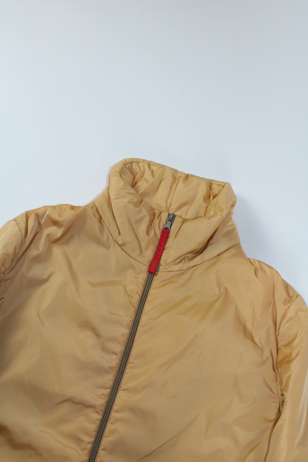 90s PRADA yellow nylon padded half coat