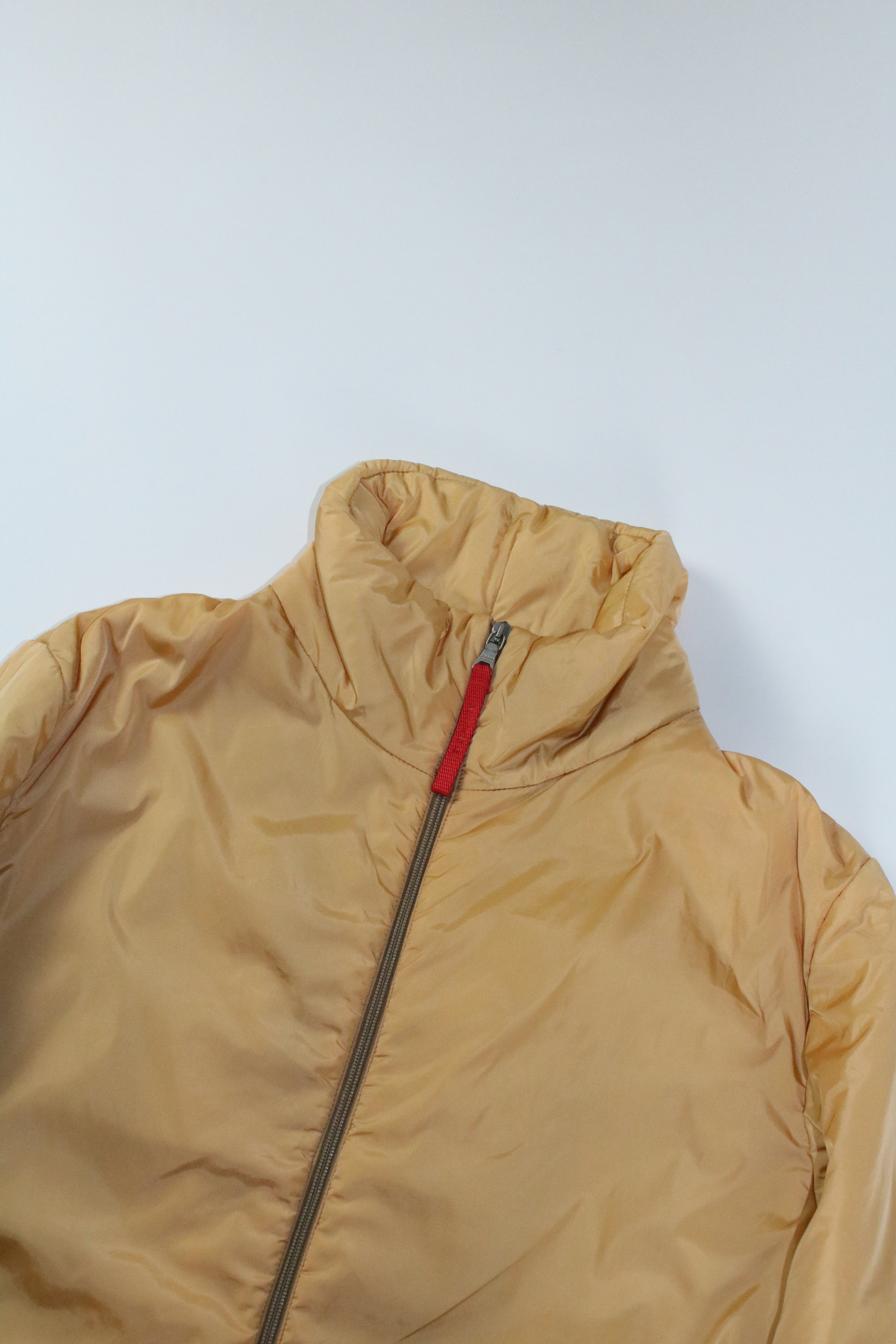 90s PRADA yellow nylon padded half coat