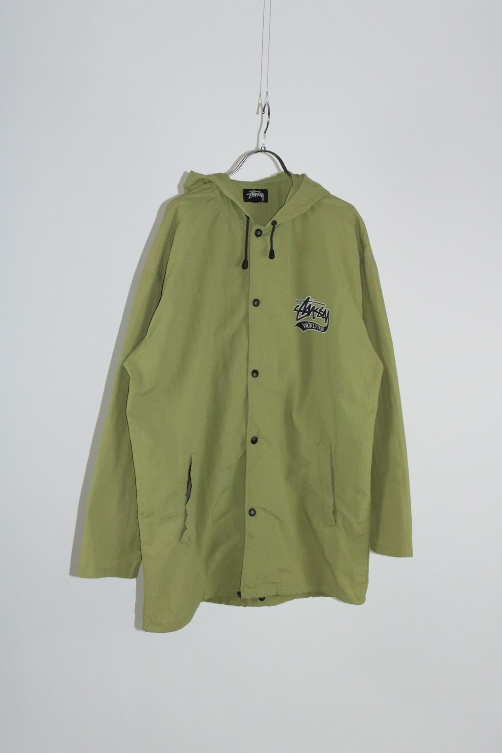 80s STUSSY "WORLD TRIBE" hooded coach jacket
