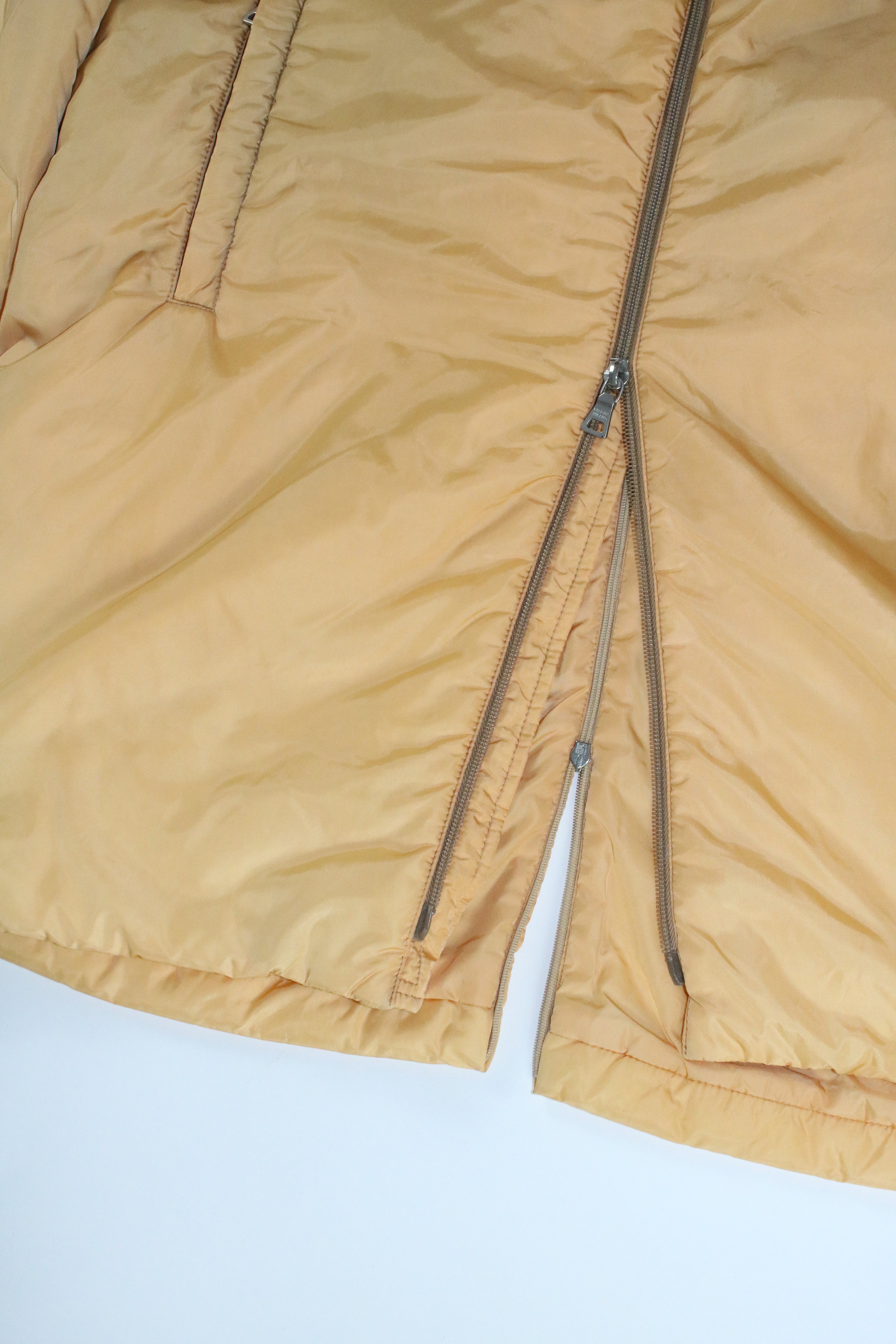 90s PRADA yellow nylon padded half coat