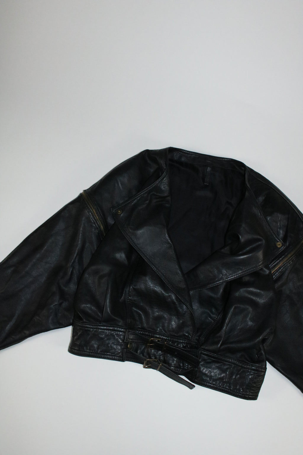 00s 2way belted design leather blouson