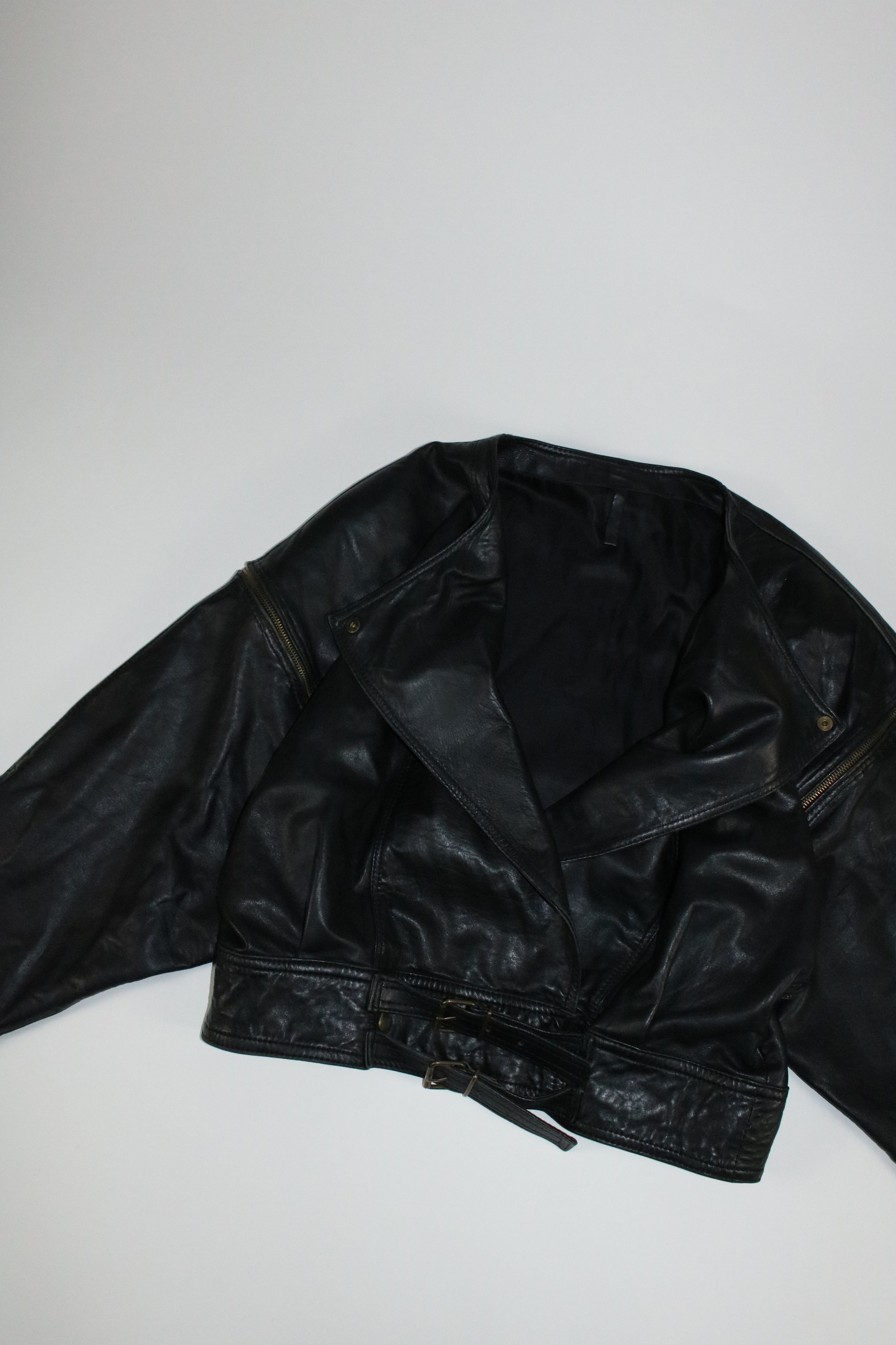 00s 2way belted design leather blouson