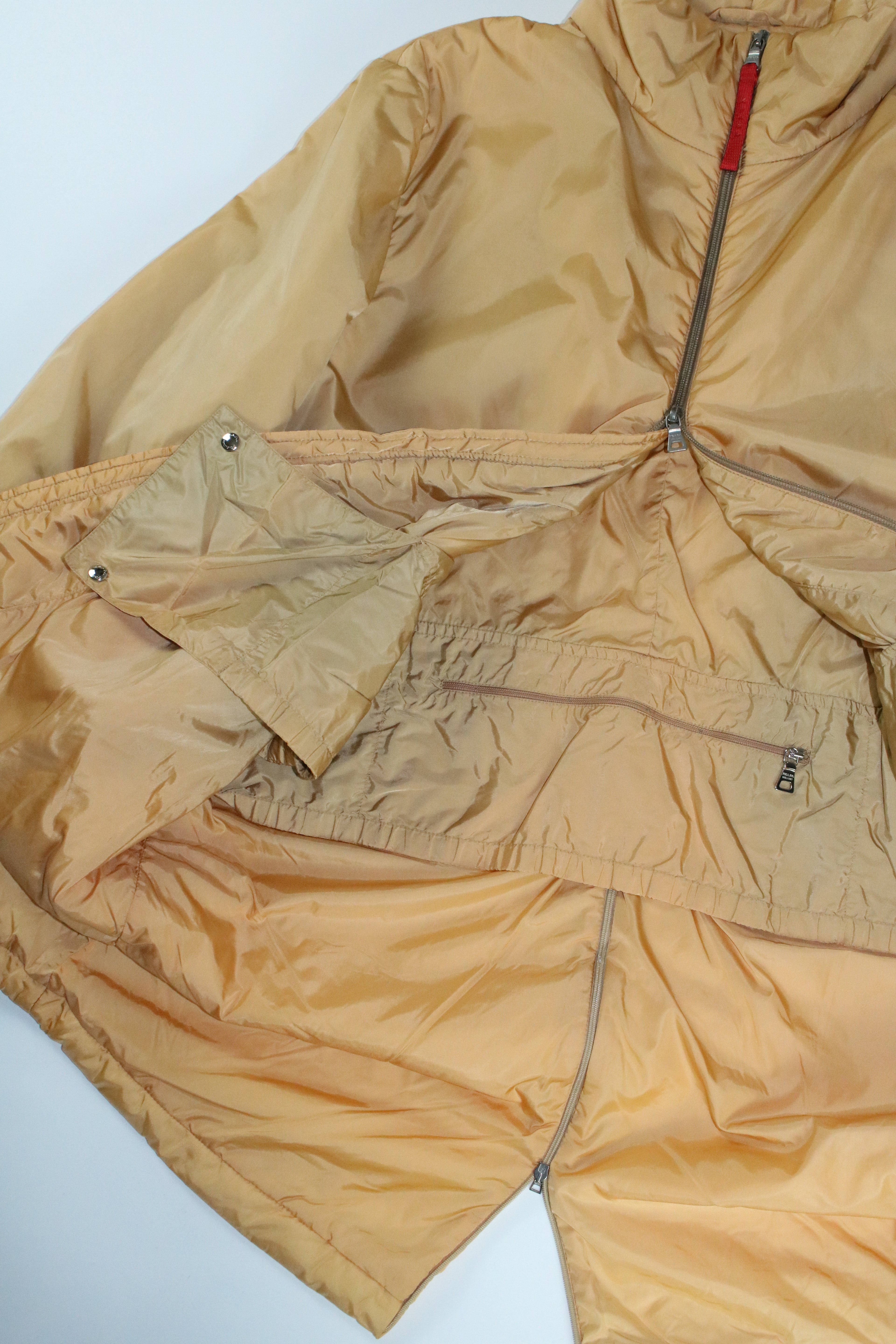 90s PRADA yellow nylon padded half coat