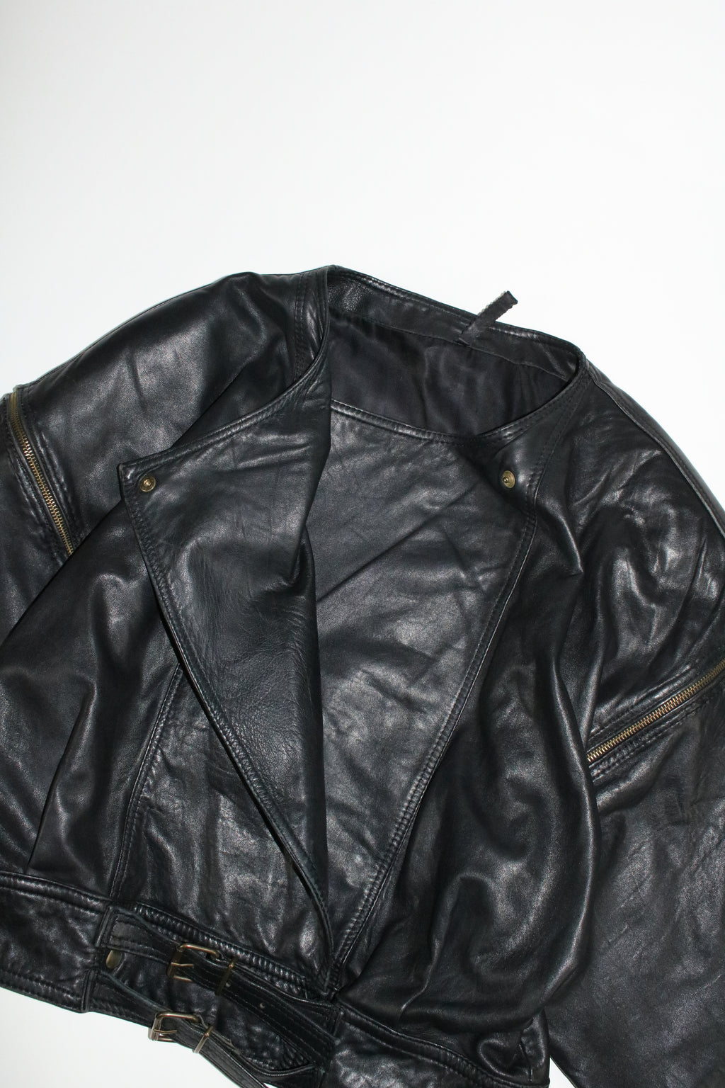 00s 2way belted design leather blouson