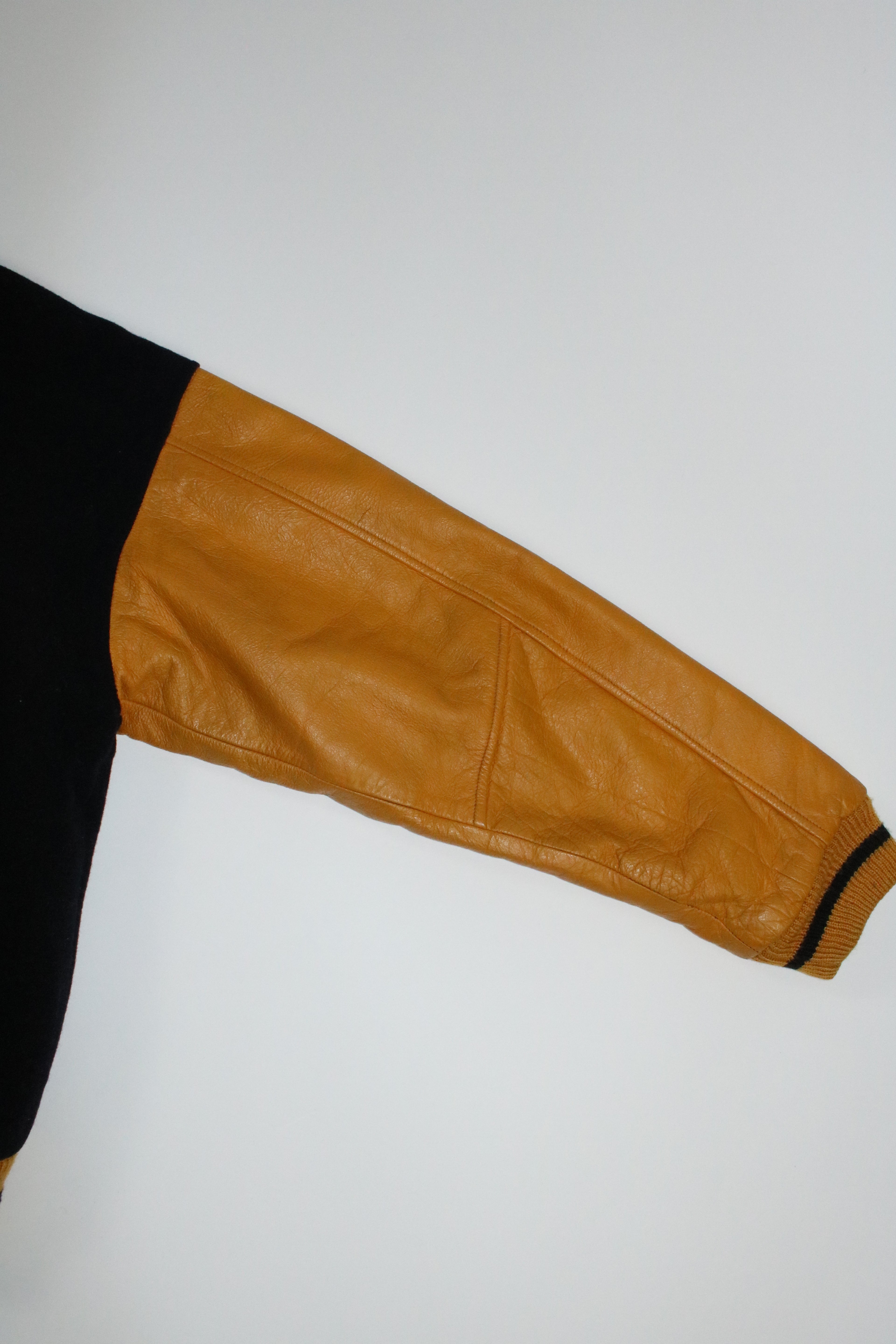 90s STUSSY "BIG4" leather swich stadium jumper