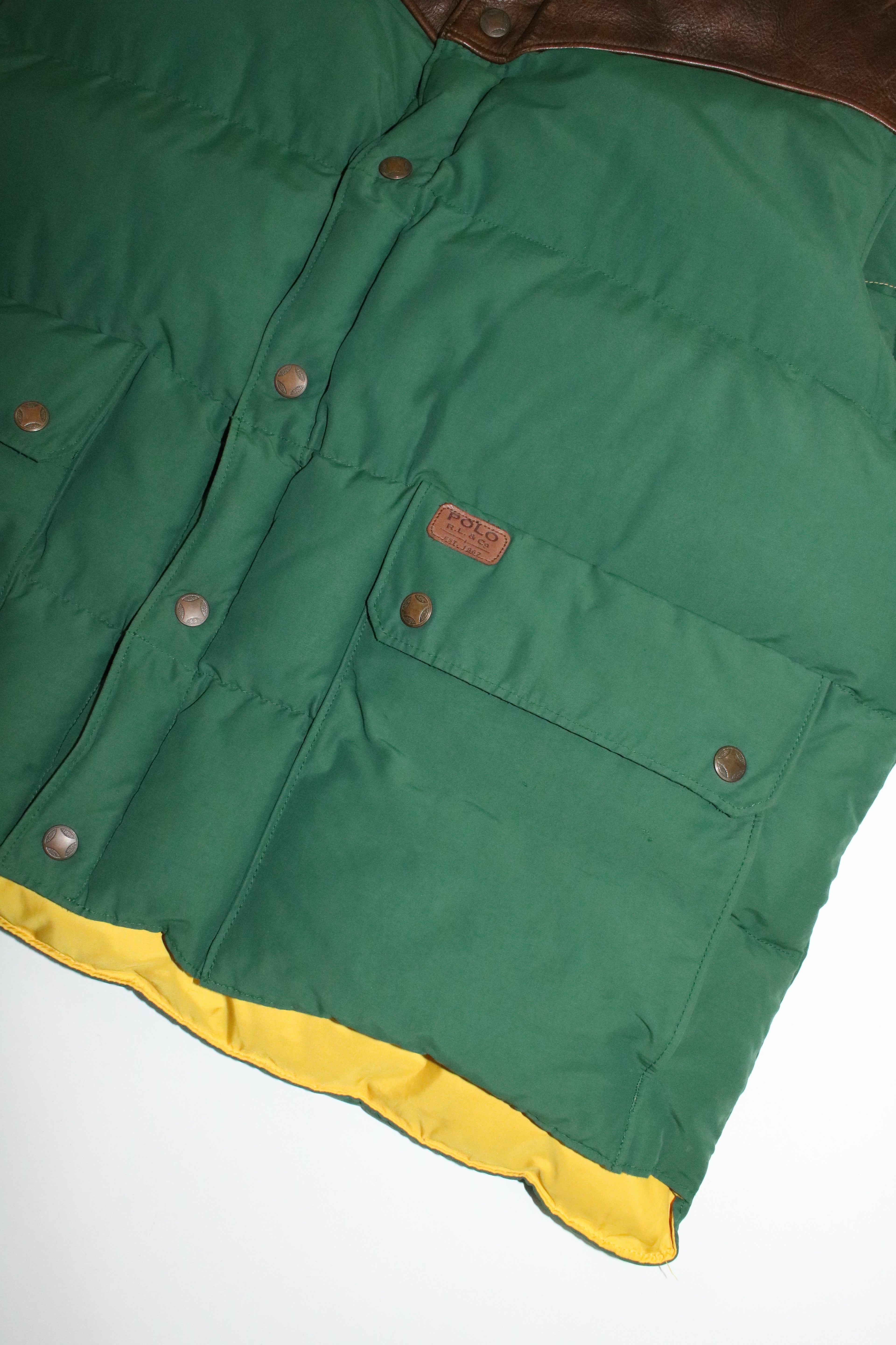 90s Polo by Ralph Lauren leather switch down vest