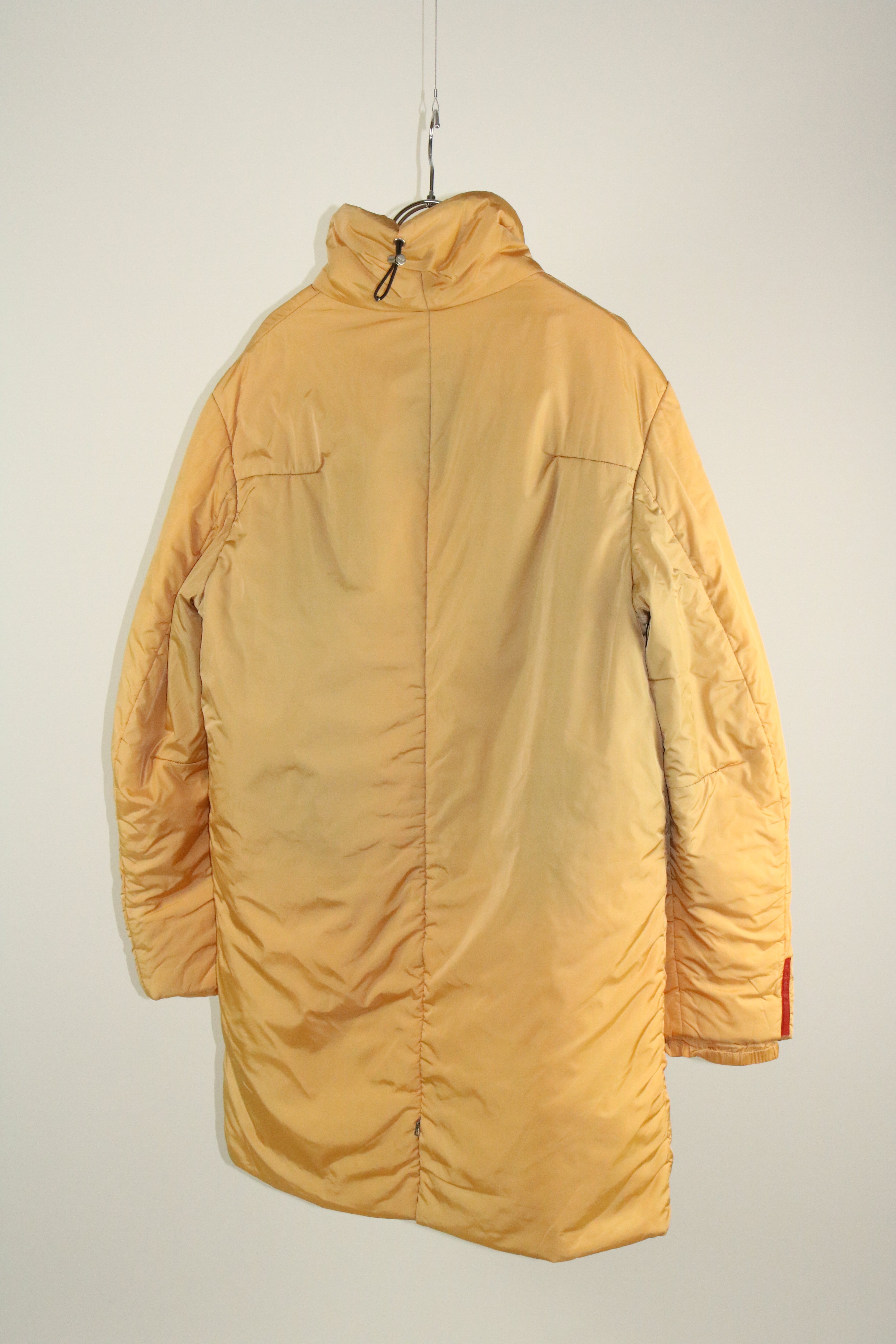 90s PRADA yellow nylon padded half coat