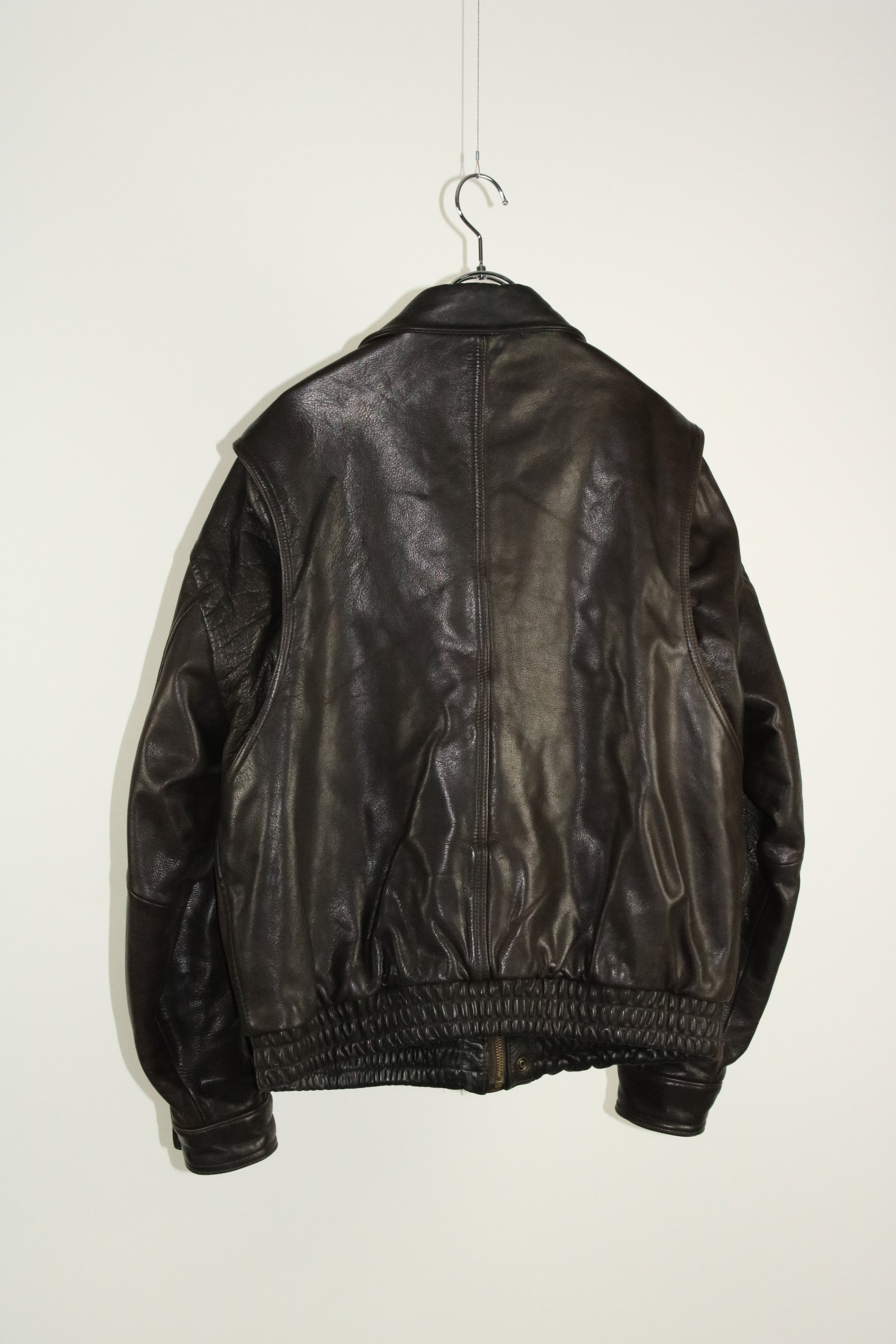 80s BANANA REPUBLIC A-2 type brown leather jacket