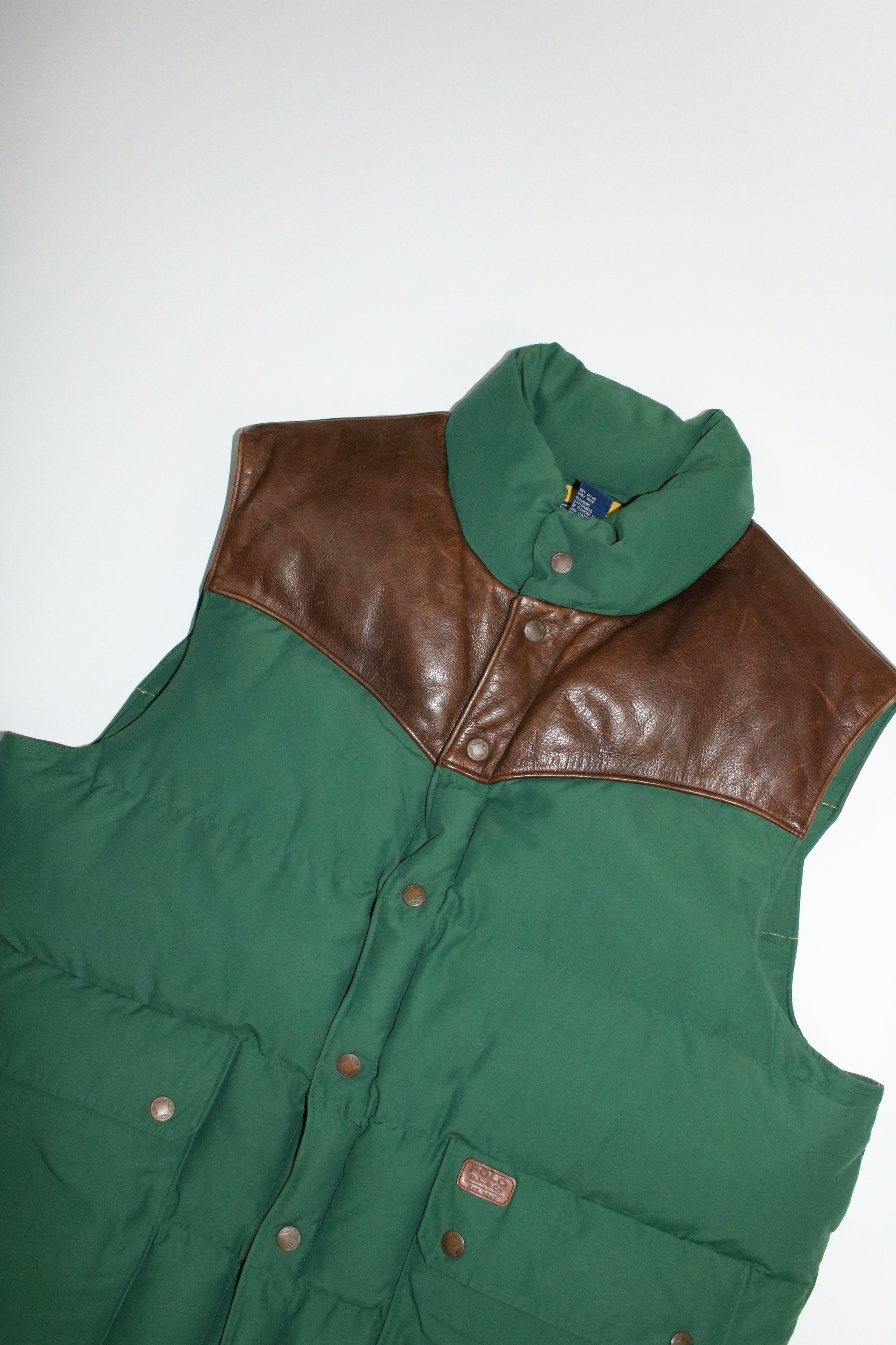 90s Polo by Ralph Lauren leather switch down vest