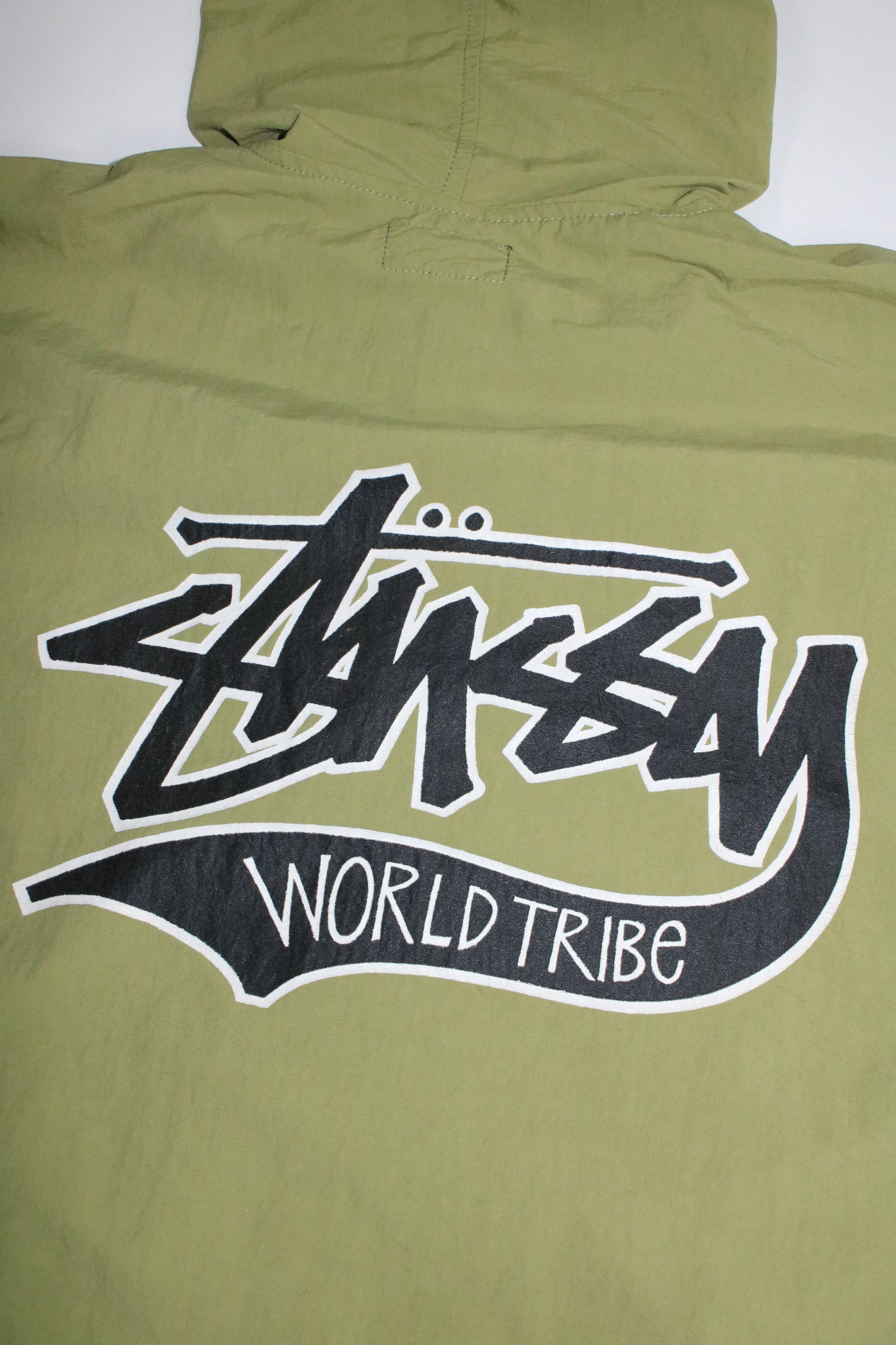 80s STUSSY "WORLD TRIBE" hooded coach jacket